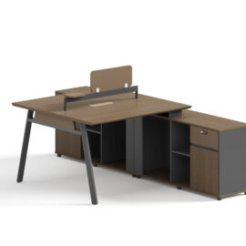 Office Desk / Staff Desk / Divider / Office Group (MY-03F14B) Teak & Charcoal Grey