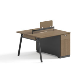 Office Desk / Staff Desk / Divider (MY-06F12B) Teak & Charcoal Grey