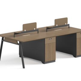 Office Desk / Staff Desk / Divider / Office Group (MY-06F12B+A) Teak & Charcoal Grey