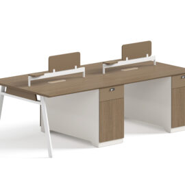 Office Desk / Staff Desk / Divider / Office Group (MY-06F12B+A) Teak & White