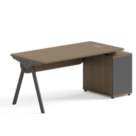 Executive Table / Office Desk (MY-D16A-2, MY-D18A-2, MY-D20A-2) Teak & Charcoal Grey